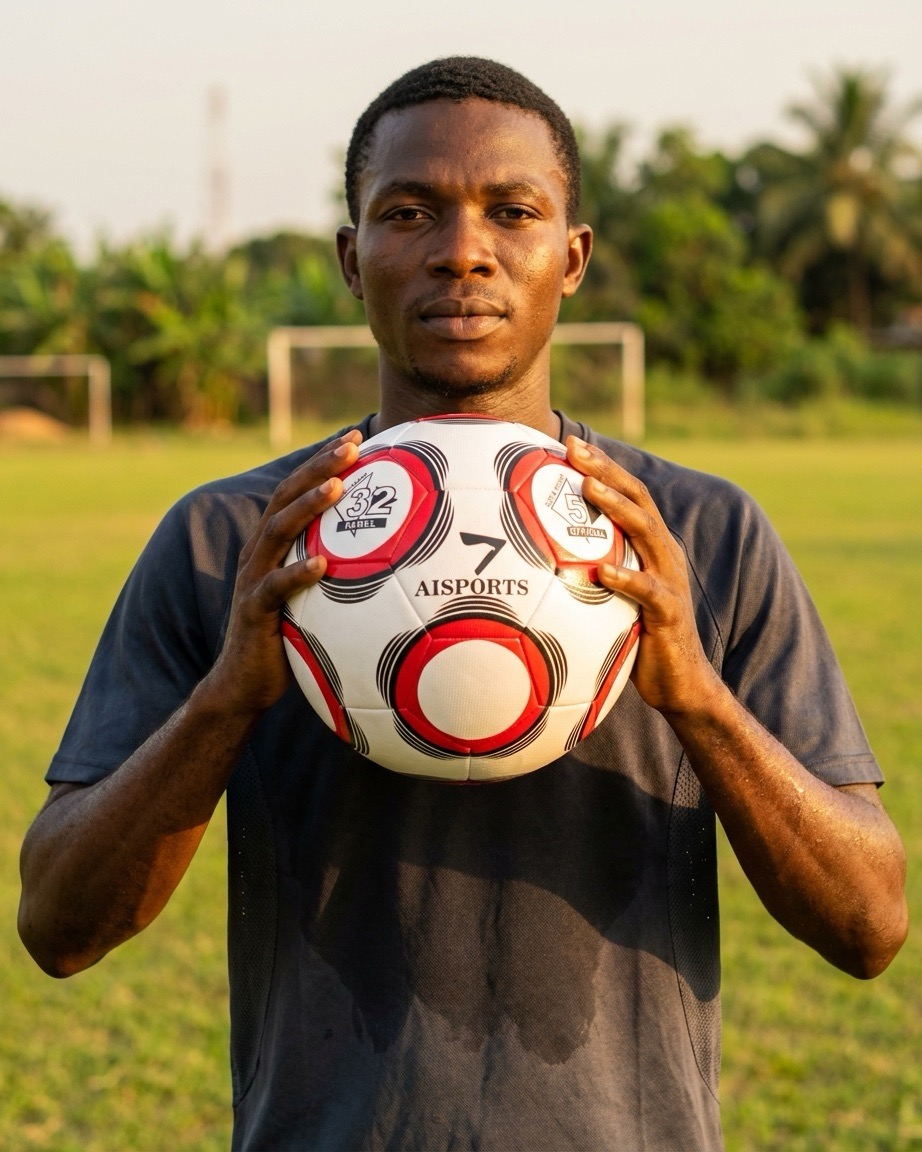 AI Sports athlete portrait holding football